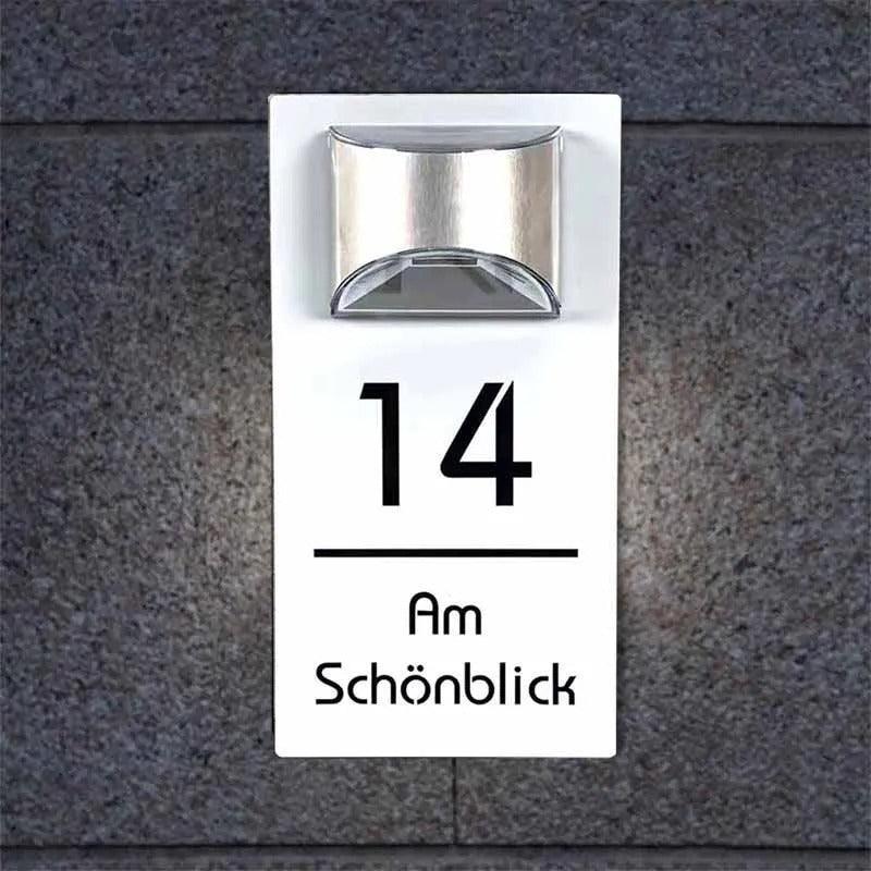 Personalized Solar House Number Sign Outdoor Street Name LED Modern House Signs FYLZGO Custom
