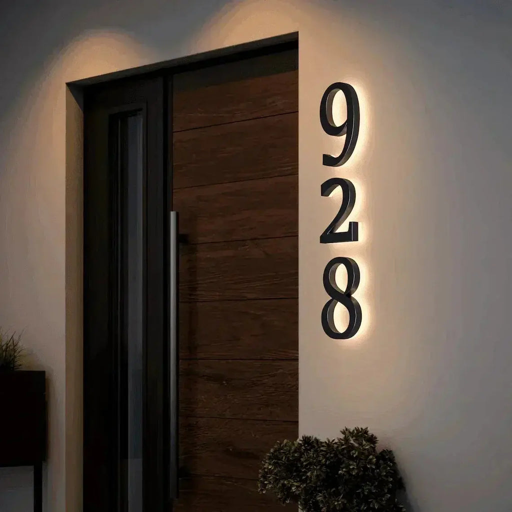 Led outdoor waterproof home name figures exterior acrylic metal illuminated house numbers signs for door room apartment FYLZGO Custom