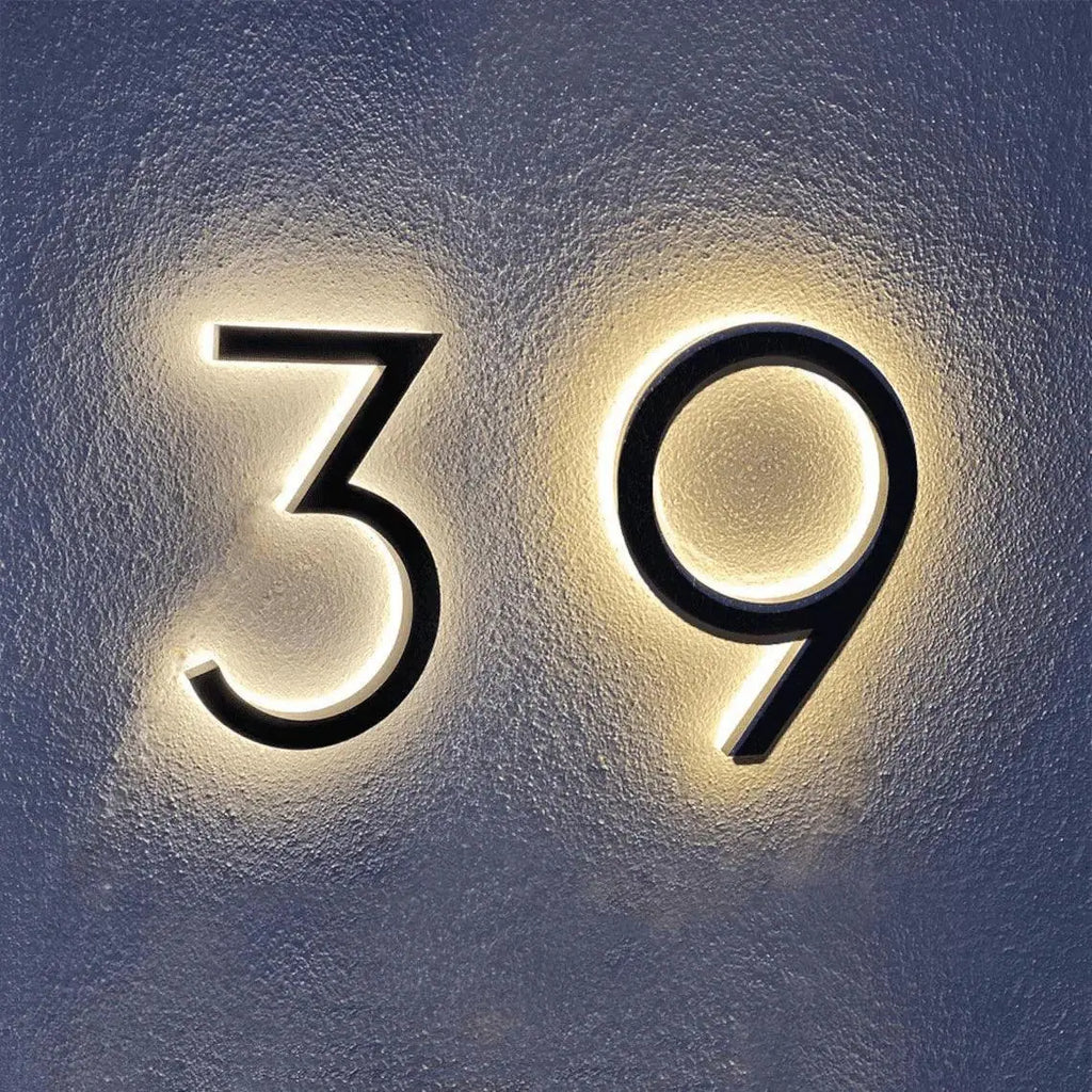 Led outdoor waterproof home name figures exterior acrylic metal illuminated house numbers signs for door room apartment FYLZGO Custom