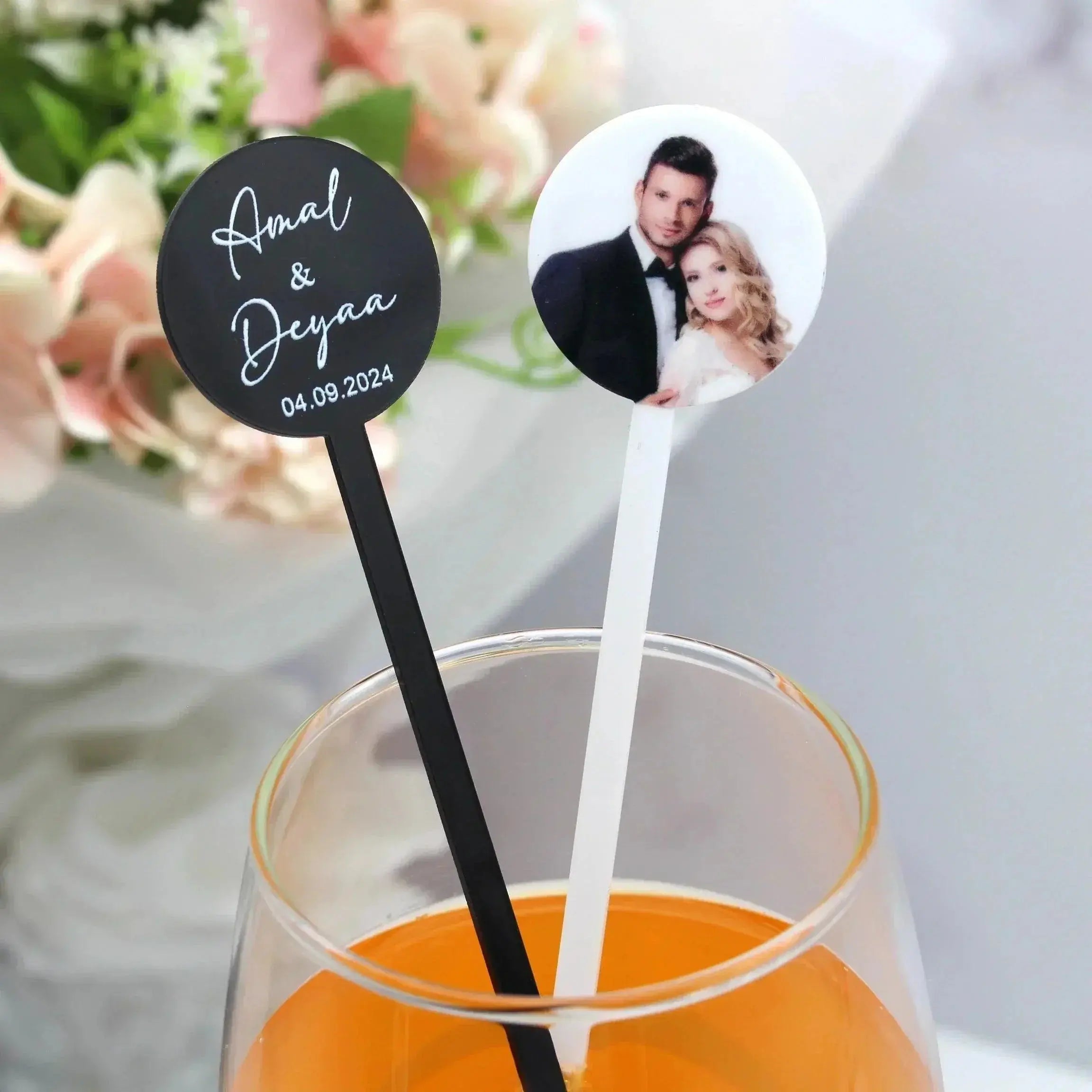 24pcs Personalized Print Banquet Drink Stirrers Customized Wedding Drink Stirrers Baptism Decor Party Cocktail Acrylic Stirrers FYLZGO Signs