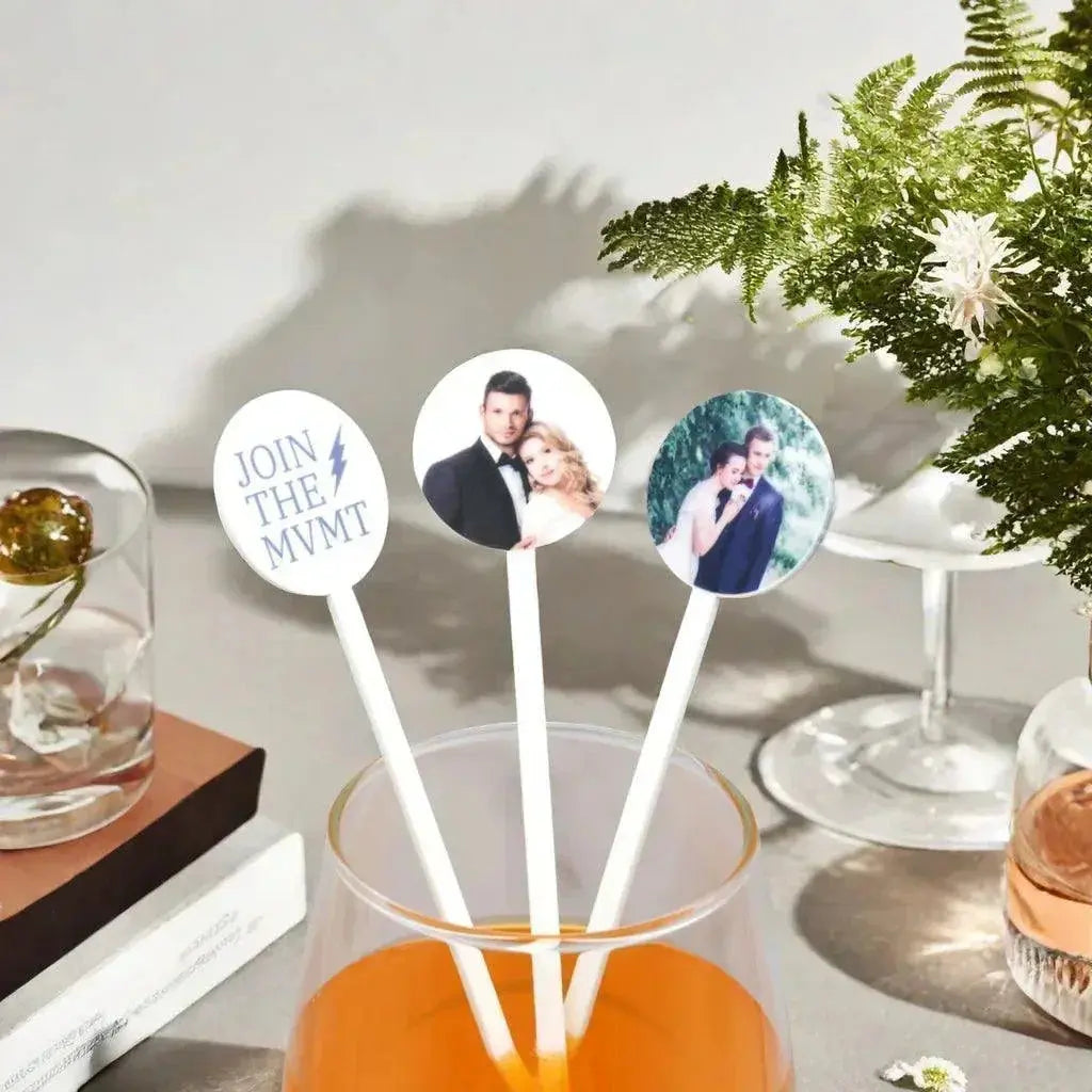 24pcs Personalized Print Banquet Drink Stirrers Customized Wedding Drink Stirrers Baptism Decor Party Cocktail Acrylic Stirrers FYLZGO Signs