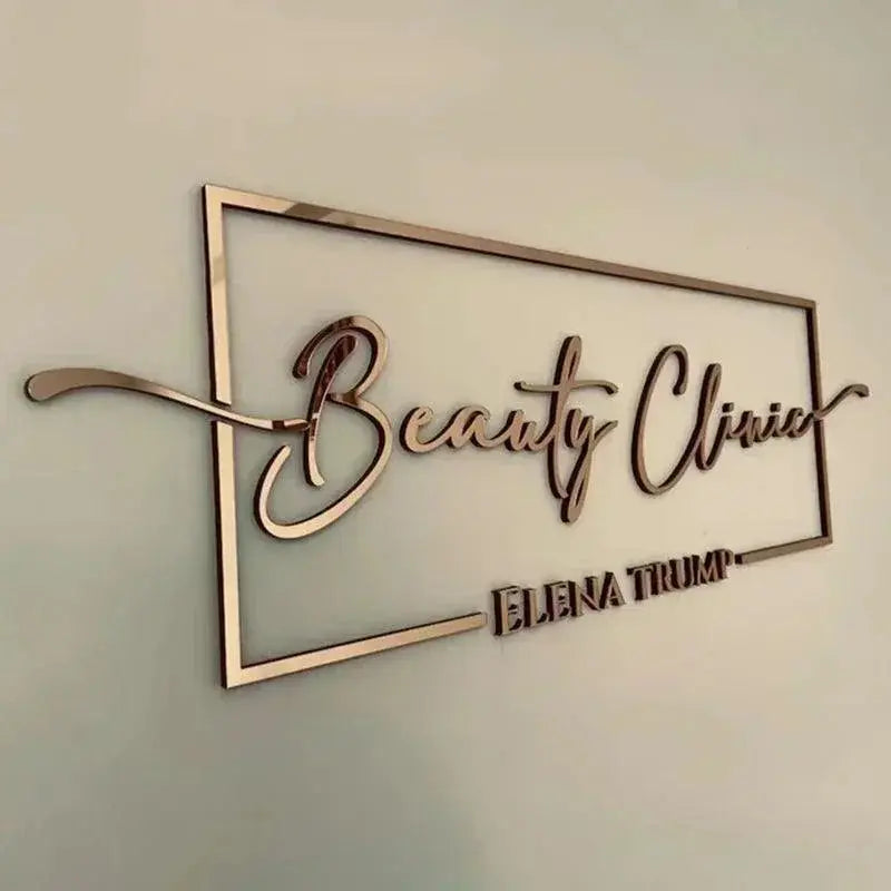 3D Acrylic Business Sign Custom Company Backdrop Decoration Wall Sign Beauty Salon Hair Studio Office Name Advertisement Signage FYLZGO Signs