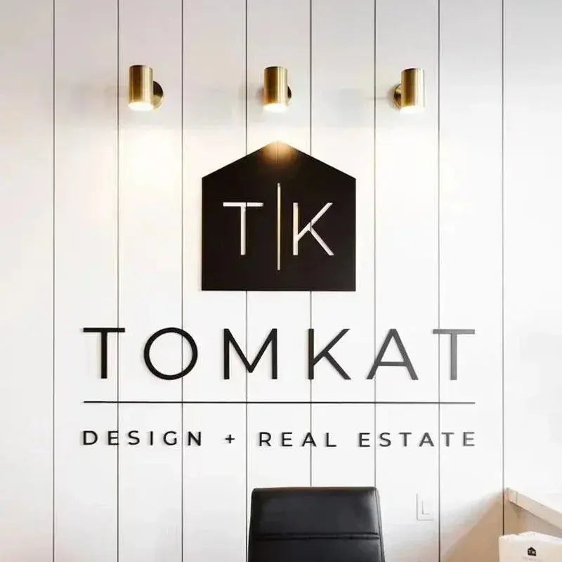 3D Acrylic Business Sign Custom Company Backdrop Decoration Wall Sign Beauty Salon Hair Studio Office Name Advertisement Signage FYLZGO Signs