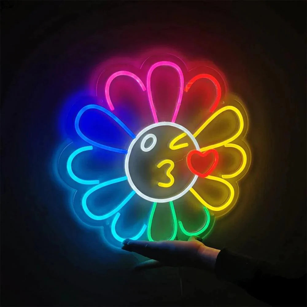 Takashi Murakami Flower Anime Neon Sign Sunflower Room Led Neon Light - FYLZGO Signs