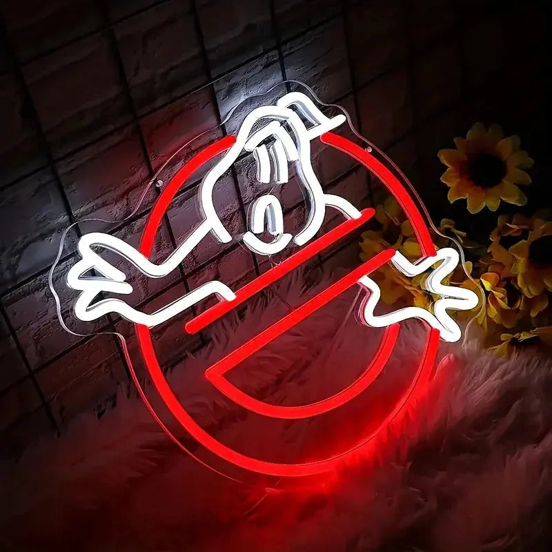 1Pc Ghostbusters LED neon light, USB powered multi-color light, with switch control, no metal, suitable for game rooms, parties, Halloween decorations - no battery required FYLZGO Signs