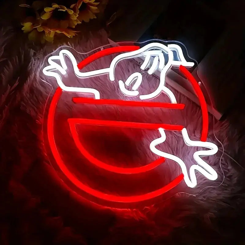 1Pc Ghostbusters LED neon light, USB powered multi-color light, with switch control, no metal, suitable for game rooms, parties, Halloween decorations - no battery required FYLZGO Signs
