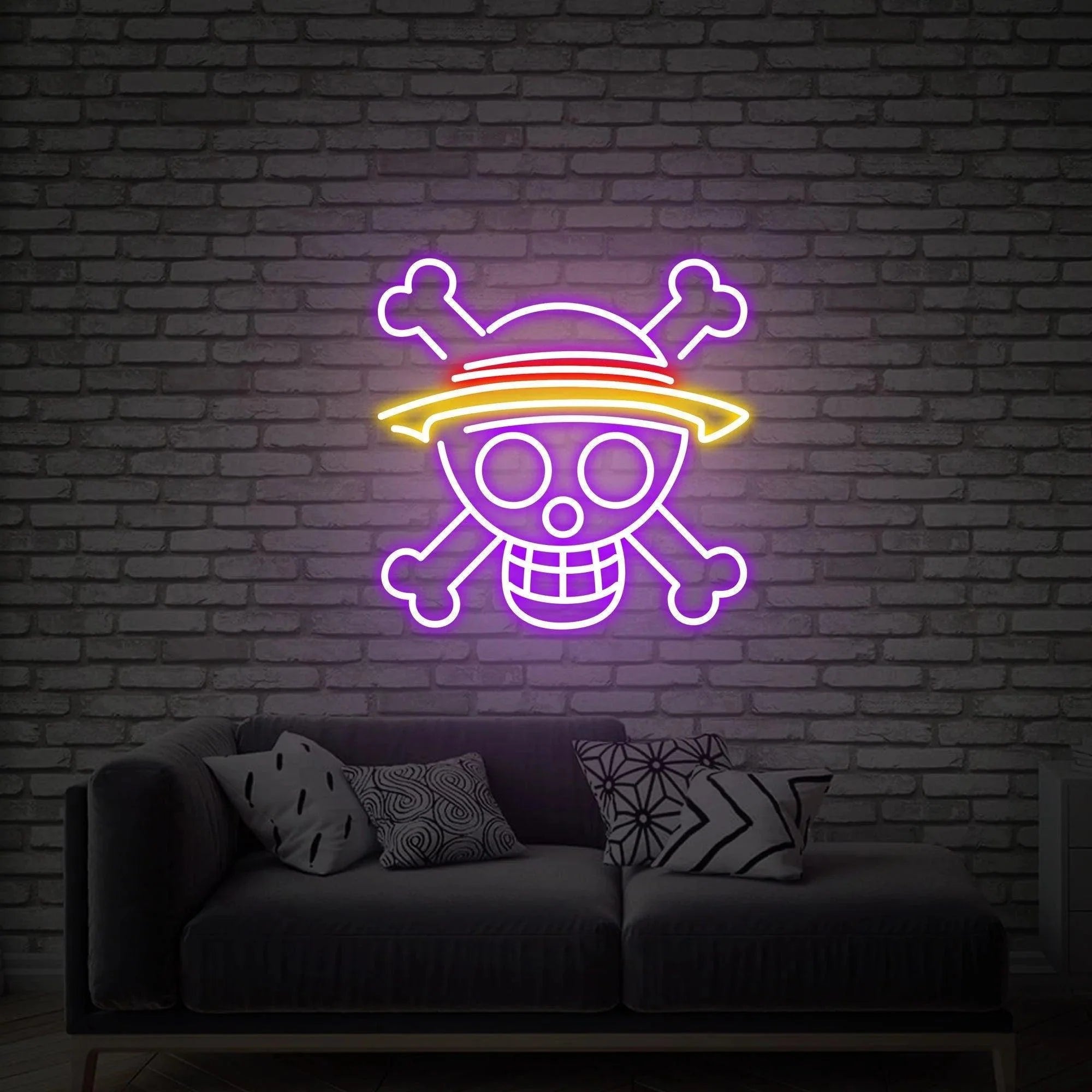 One Piece Skull Anime Neon Sign Skull Head LED Light Wall Decor - FYLZGO Signs