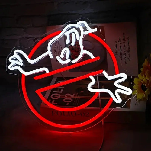 1Pc Ghostbusters LED neon light, USB powered multi-color light, with switch control, no metal, suitable for game rooms, parties, Halloween decorations - no battery required FYLZGO Signs