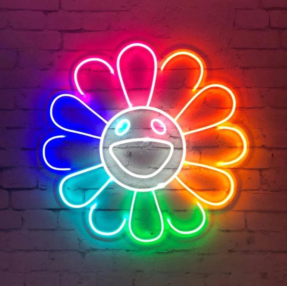 Takashi Murakami Flower Anime Neon Sign Sunflower Room Led Neon Light - FYLZGO Signs