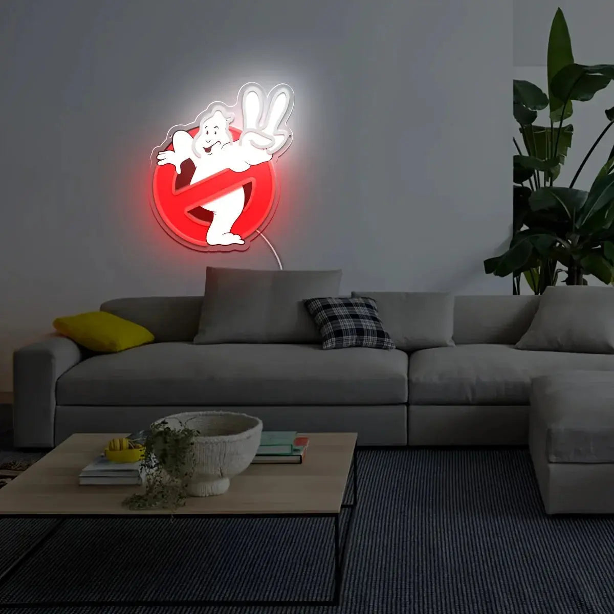 1Pc Ghostbusters Neon, USB powered plastic wall mount with push button control, multi-purpose Art Deco, suitable for home bars, men's caves, shops and restaurants FYLZGO Signs