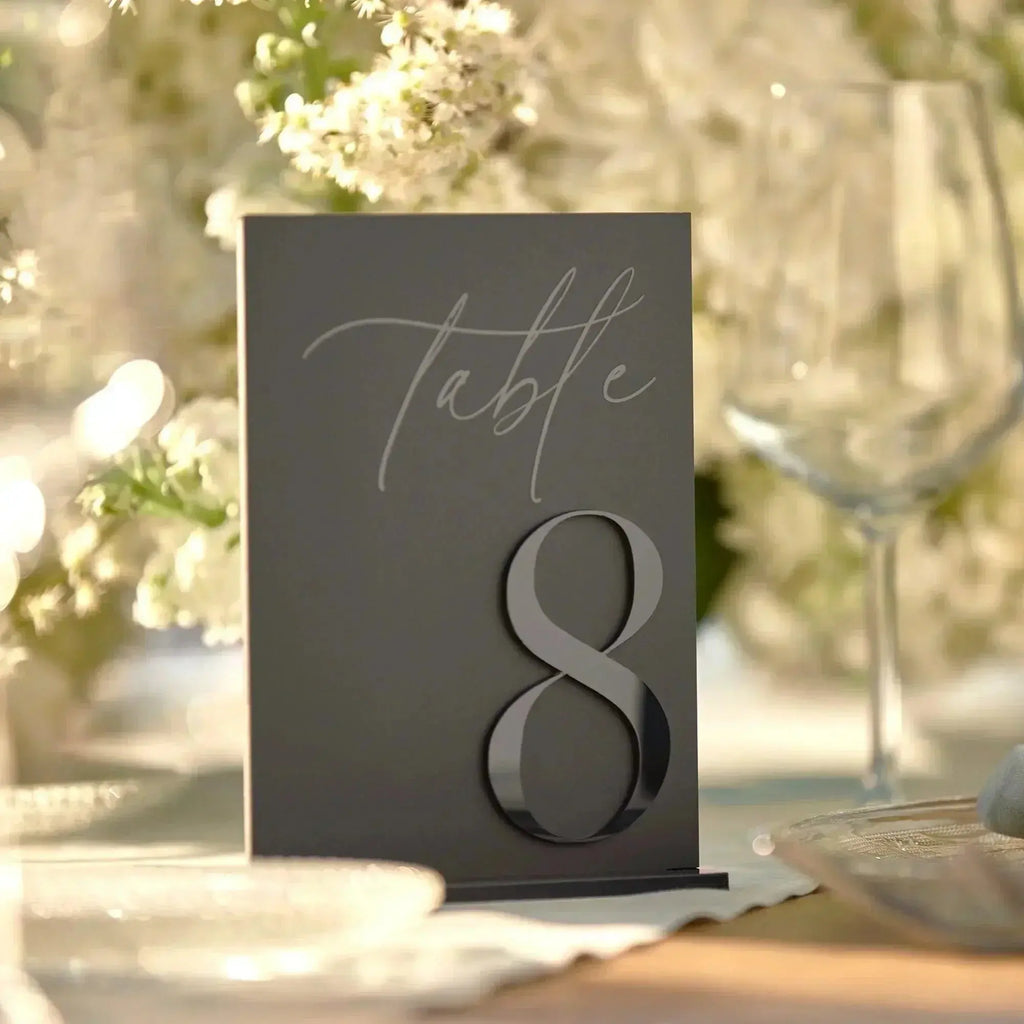 Wedding Table Numbers 3D Black Matte Wedding Table Decor Wedding Stationery Black Wedding Reception Decor FYLZGO Signs