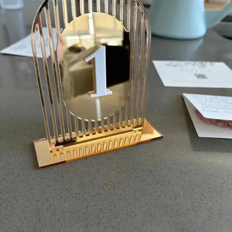 Gold Mirror Table Number Arch Table Numbers Acrylic Gateway Table Number Double-layered Table Number Wedding Party Table Decor FYLZGO Signs