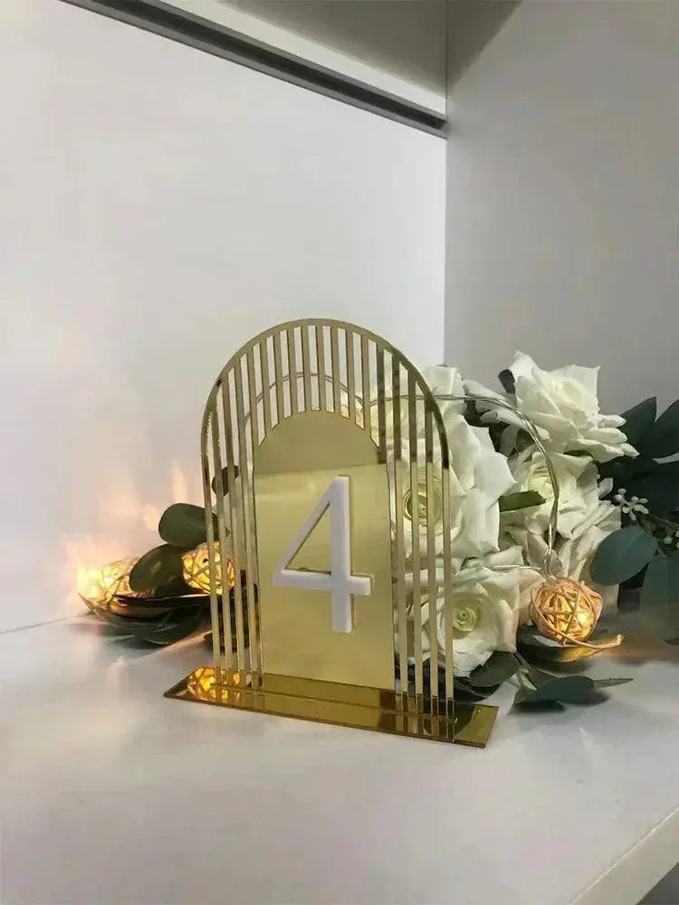 Gold Mirror Table Number Arch Table Numbers Acrylic Gateway Table Number Double-layered Table Number Wedding Party Table Decor FYLZGO Signs