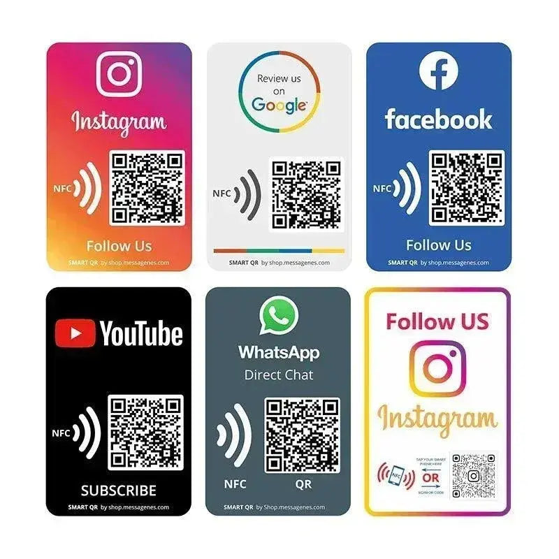 Acrylic Social Business Media Sign NFC Tap Follow US on Instagram QR Code Sign Google Review Facebook Card For Shop store FYLZGO Signs