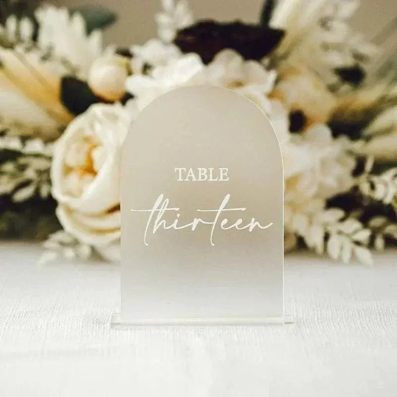 Arch Wedding Table Numbers Frosted Sign for  Wedding Centerpiece Modern Acrylic Pretty Script Calligraphy Wedding Number Sign FYLZGO Signs