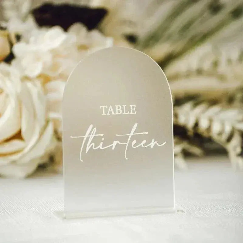 Arch Wedding Table Numbers Frosted Sign for  Wedding Centerpiece Modern Acrylic Pretty Script Calligraphy Wedding Number Sign FYLZGO Signs
