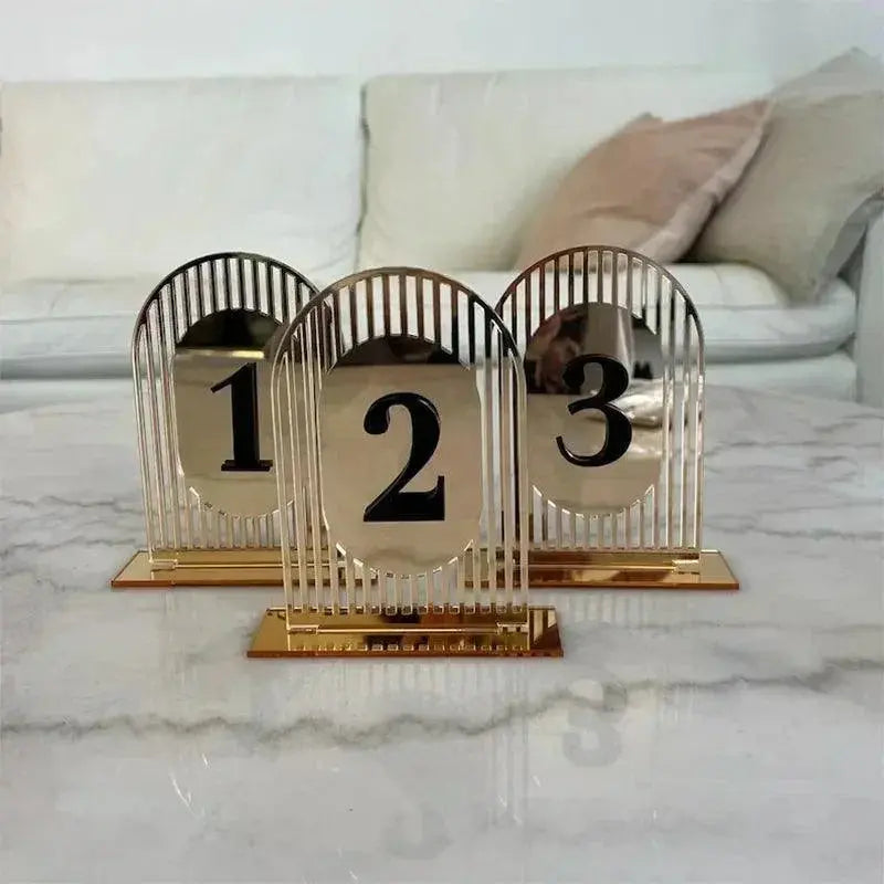 Gold Mirror Table Number Arch Table Numbers Acrylic Gateway Table Number Double-layered Table Number Wedding Party Table Decor FYLZGO Signs
