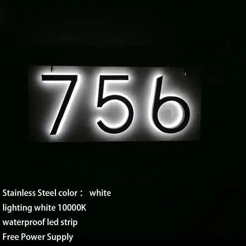 Led outdoor waterproof home name figures exterior acrylic metal illuminated house numbers signs for door room apartment FYLZGO Custom