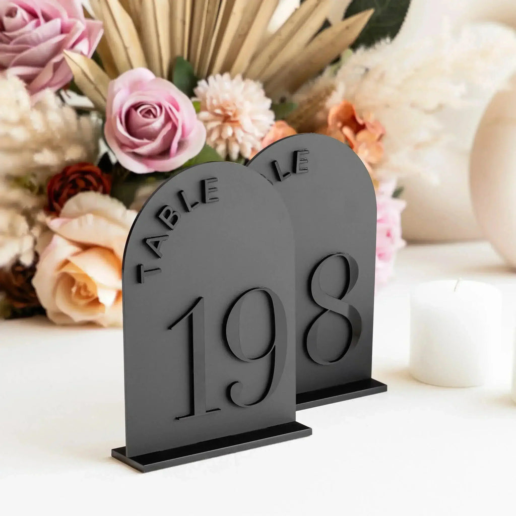 Matte Black Table Numbers- Arched Black Acrylic Wedding Table Numbers Wedding Reception Decoration Wedding Signs Wedding Signage FYLZGO Signs