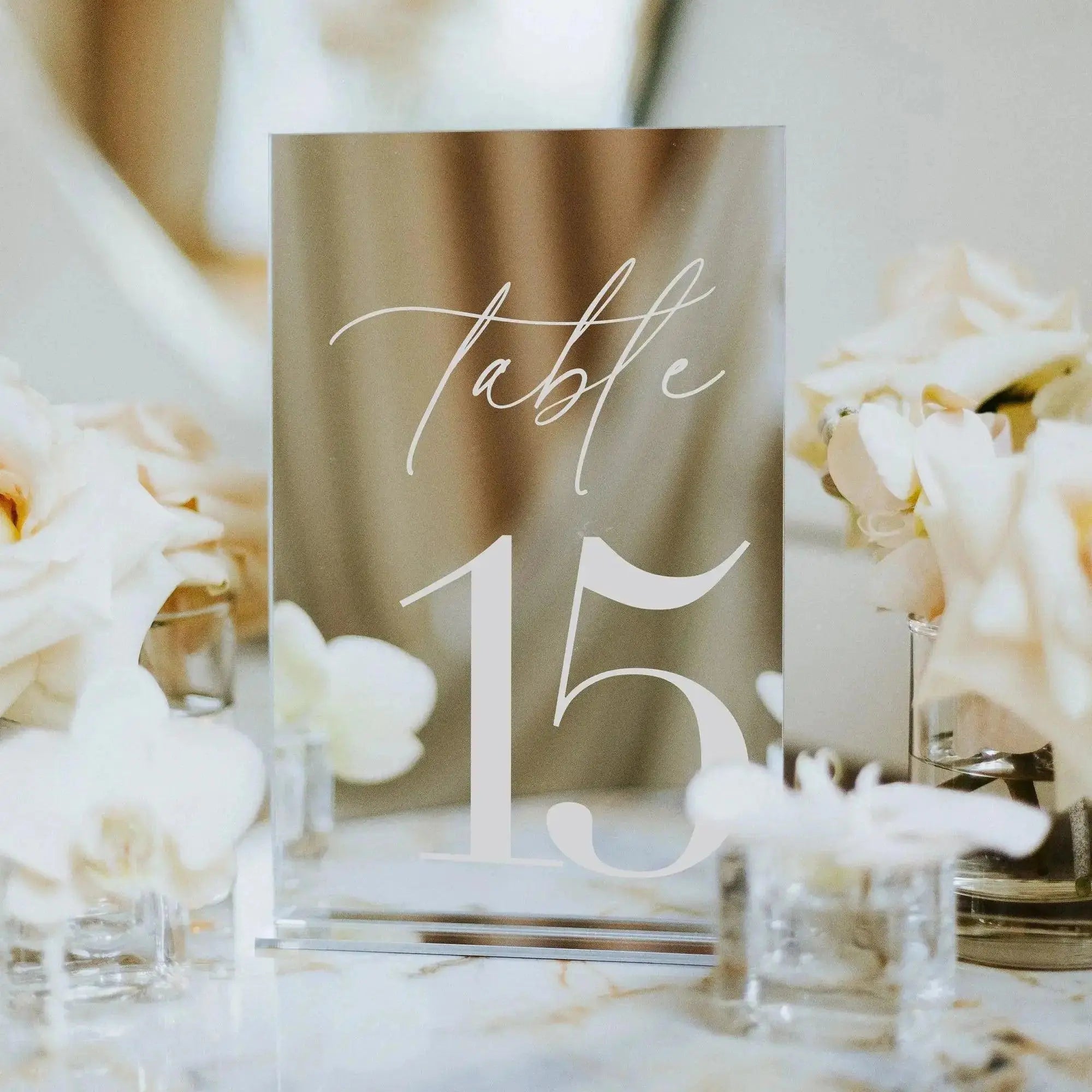 Mirror Silver Wedding Table Numbers With Stand Wedding Table Decor Acrylic Luxury Wedding Signage Table Number Stand FYLZGO Signs