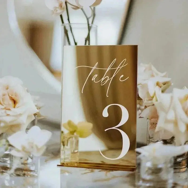 Mirror Silver Wedding Table Numbers With Stand Wedding Table Decor Acrylic Luxury Wedding Signage Table Number Stand FYLZGO Signs