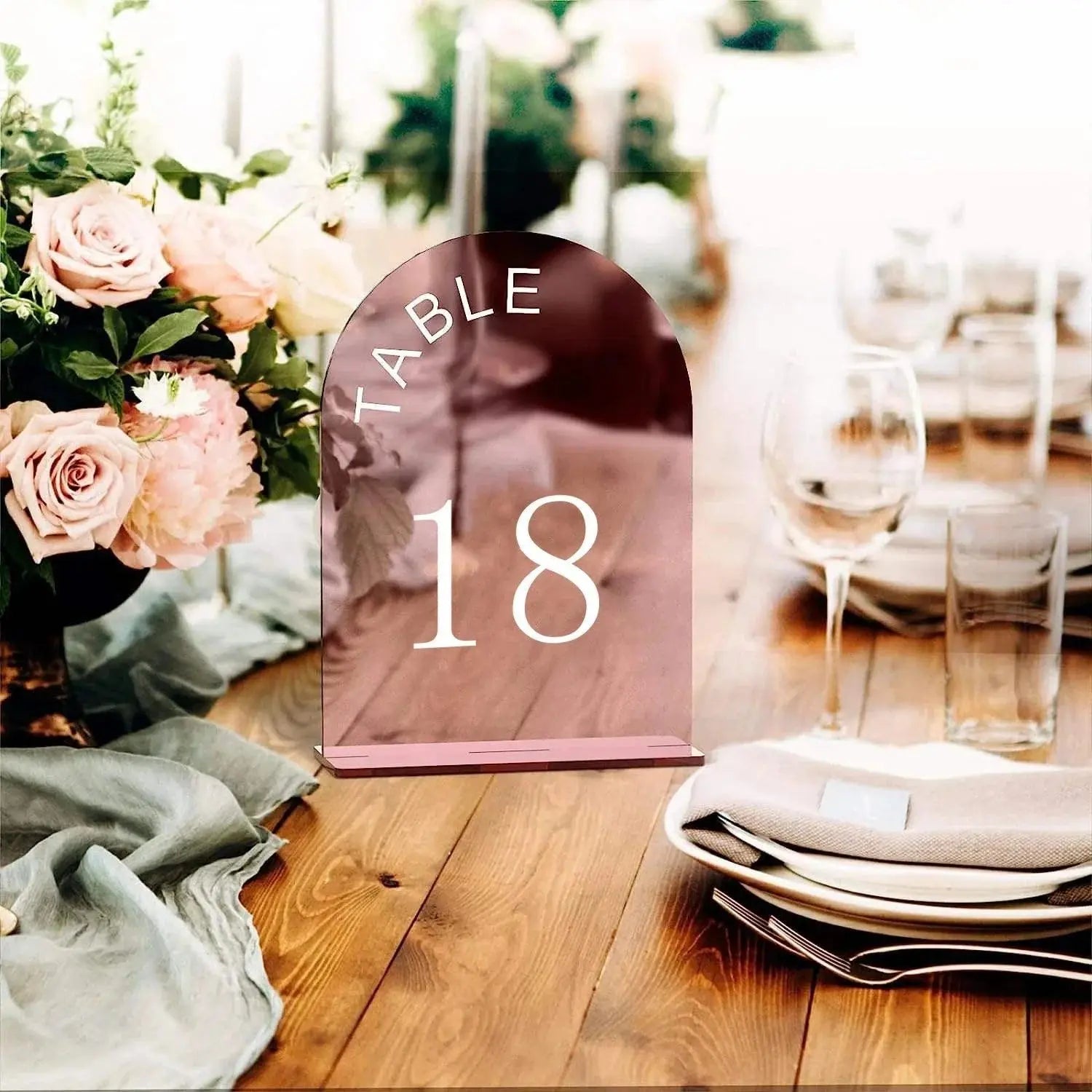 Modern Table Numbers - Wedding Table Numbers - Rose Gold Mirror Table Signs - Wedding Table Decor - Reception Signage FYLZGO Signs