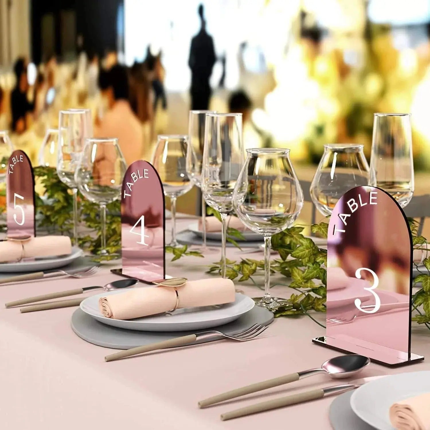 Modern Table Numbers - Wedding Table Numbers - Rose Gold Mirror Table Signs - Wedding Table Decor - Reception Signage FYLZGO Signs