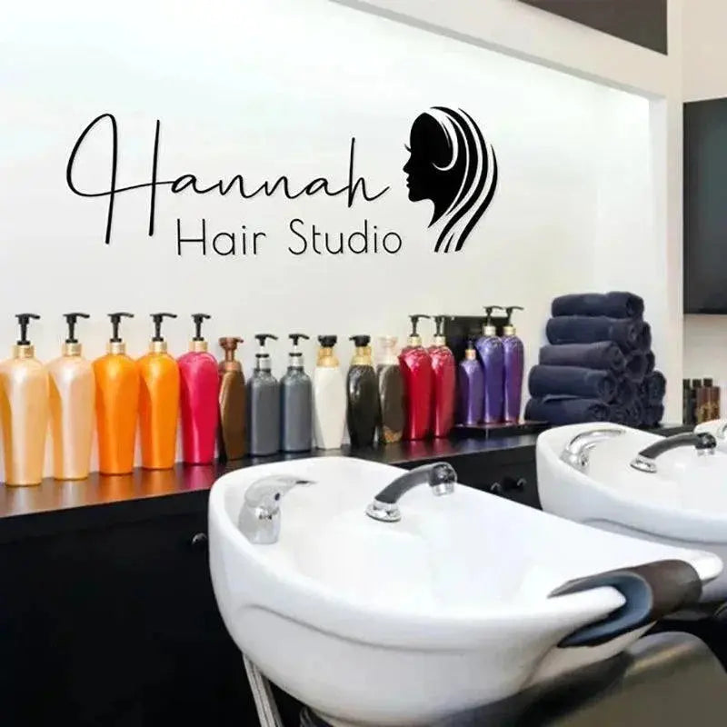 3D Acrylic Business Sign Custom Company Backdrop Decoration Wall Sign Beauty Salon Hair Studio Office Name Advertisement Signage FYLZGO Signs