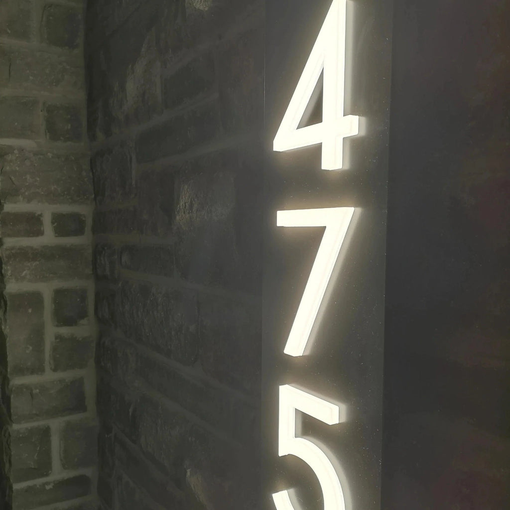Personalized Custom Number lighted LED Black Matte Plate Acrylic 3D Floating House Number Sign Outdoor Floor Wall Plaques Room - FYLZGO Signs