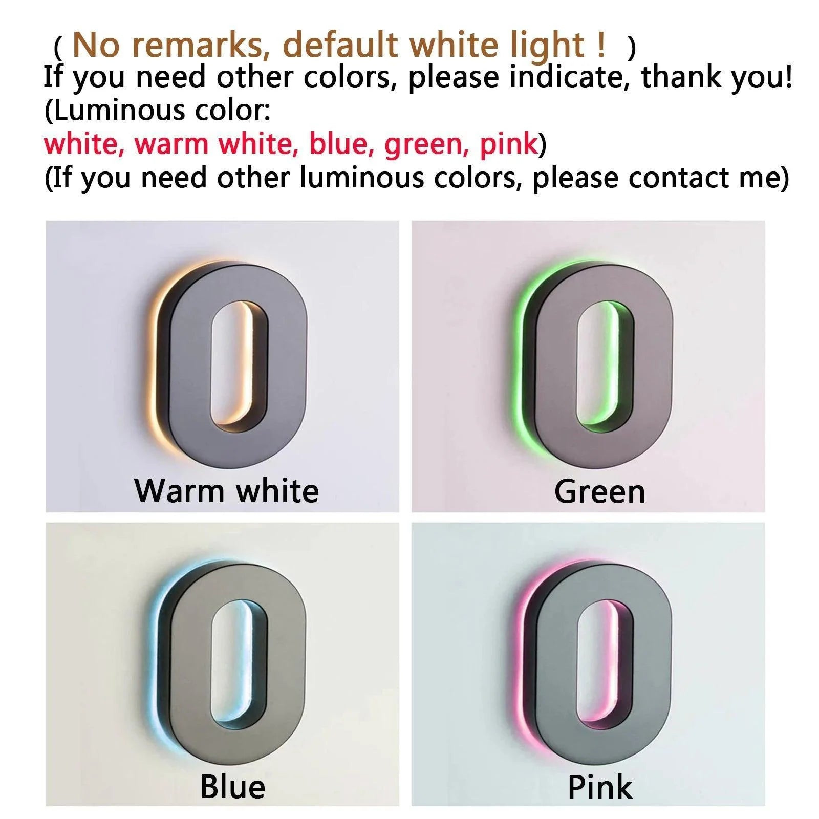 3D Custom Mini Digital Led Light Word Acrylic Number Plate Door Head Sign Metal Modern Outdoor Waterproof - FYLZGO Signs