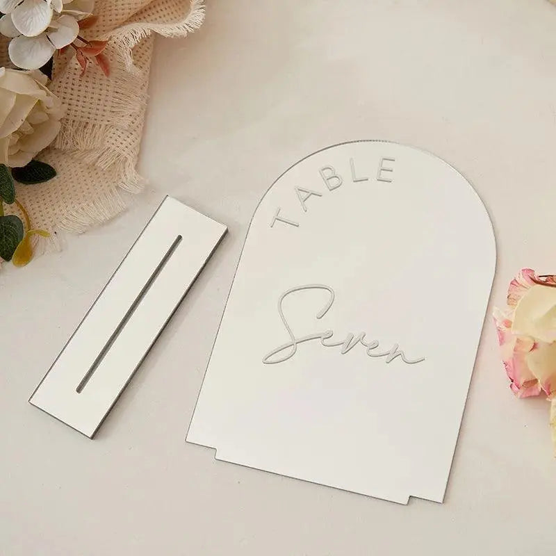 Silver Mirror Acrylic Table Numbers,Modern Table Numbers,Wedding Table Sign with Stands,Arch Gold Sign,Table Decor FYLZGO Signs