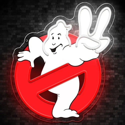1Pc Ghostbusters Neon, USB powered plastic wall mount with push button control, multi-purpose Art Deco, suitable for home bars, men's caves, shops and restaurants FYLZGO Signs