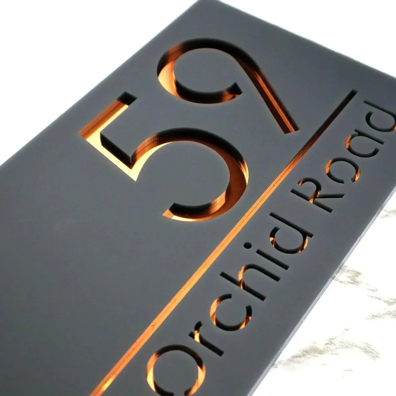 Laser Cut House Signs Matt Black & Gold Door Numbers Address Plaque Number FYLZGO Signs