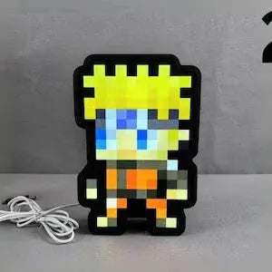 8 Inch Pixelated Anime Characters, Anime Characters Pixel Art, Anime Art, Anime Desk Lamps, Anime Light Box, Anime Inspired Lightbox Gift FYLZGO Signs