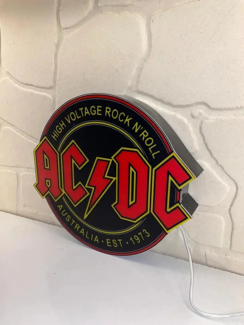 AC/DC High Voltage Rock N' Roll  3D Printed LED Lightbox Game Lightbox FYLZGO Signs