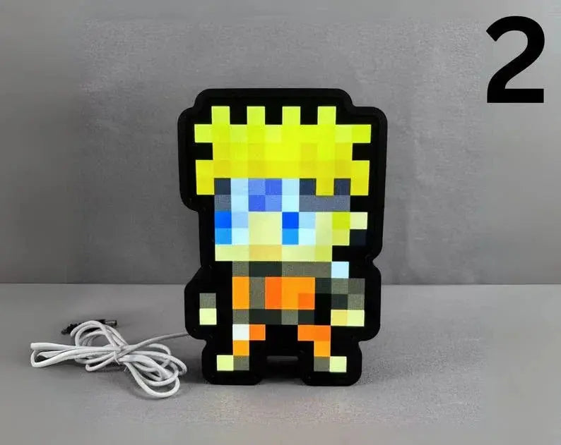 8 Inch Pixelated Anime Characters, Anime Characters Pixel Art, Anime Art, Anime Desk Lamps, Anime Light Box, Anime Inspired Lightbox Gift FYLZGO Signs