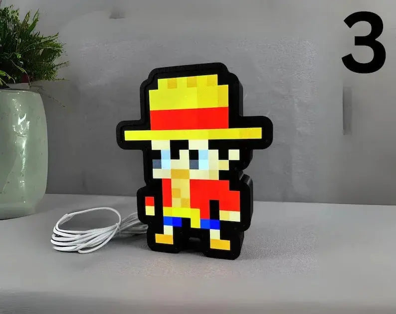 8 Inch Pixelated Anime Characters, Anime Characters Pixel Art, Anime Art, Anime Desk Lamps, Anime Light Box, Anime Inspired Lightbox Gift FYLZGO Signs